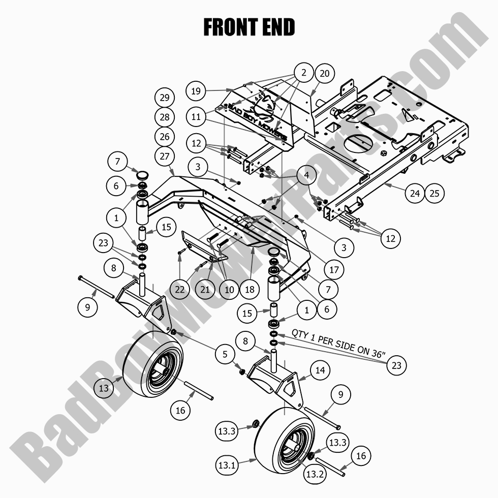 2649 - Bad Boy Mower Parts Lookup > 2021 > Revolt > Front End